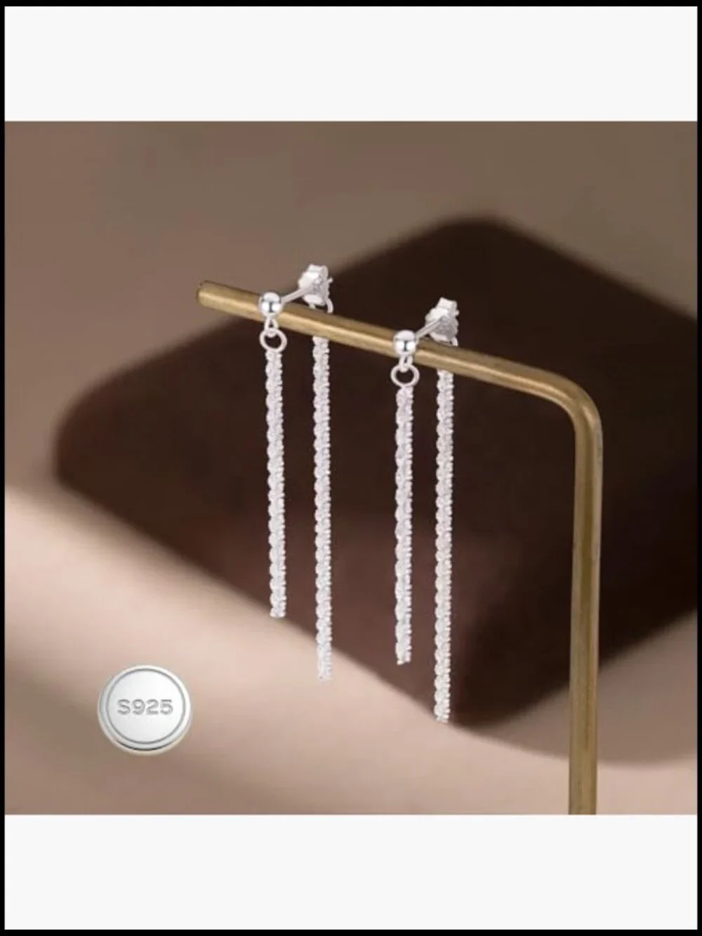 Sterling Silver Tassel Chain Dangle Earrings Minimalist Elegant Drop Style